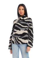 Load image into Gallery viewer, Drape Turtleneck Top in Zebra
