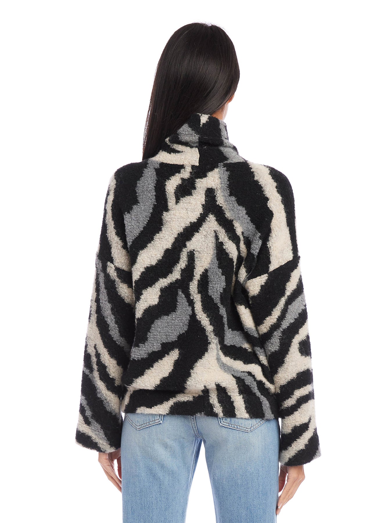 Drape Turtleneck Top in Zebra
