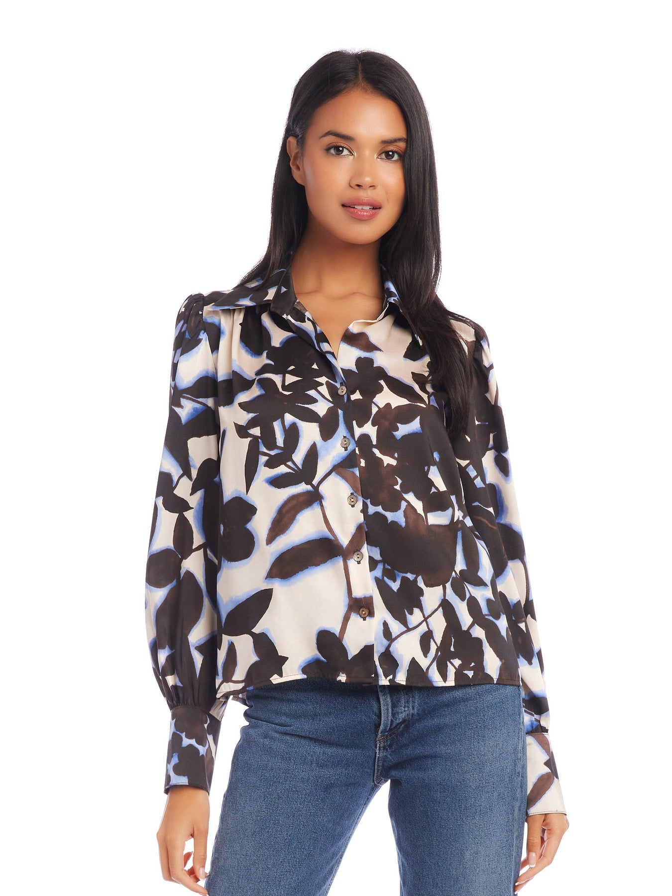 Blouson Sleeve Top in Floral Print