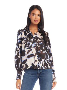 Blouson Sleeve Top in Floral Print