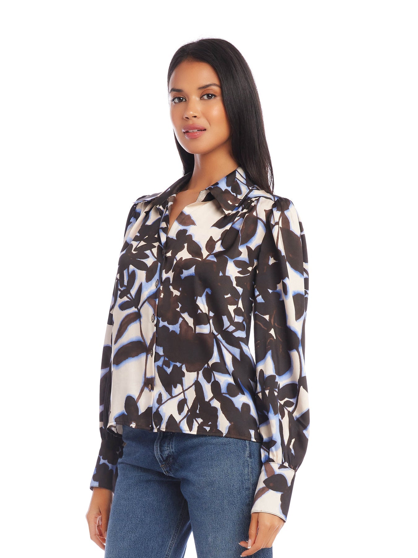 Blouson Sleeve Top in Floral Print