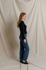 Load image into Gallery viewer, Flora Sweater Rib Long Sleeve Top in True Black
