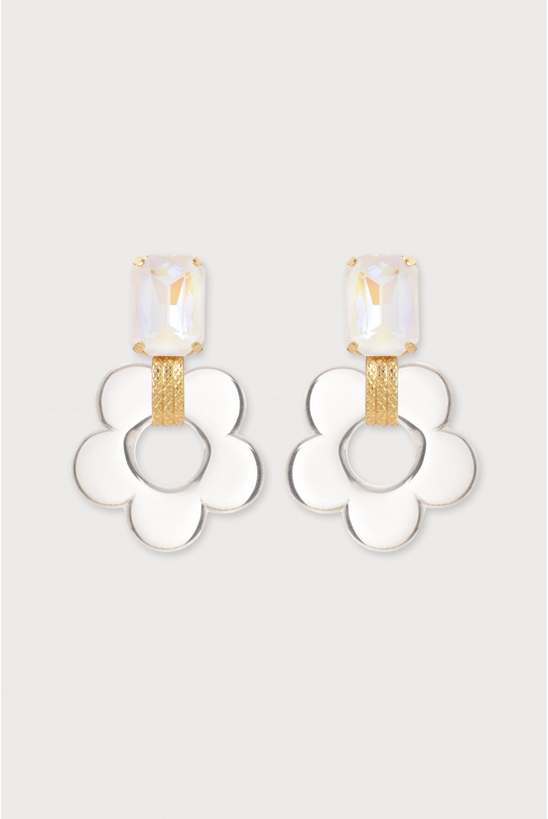 Florem Strass Post Earrings in Crystal