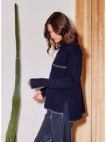 Load image into Gallery viewer, Sylvie Edge Stitch Sweater in Navy
