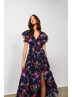Load image into Gallery viewer, Zola Maxi Wrap Dress in Navy Watercolor Floral
