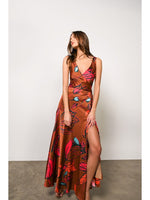 Load image into Gallery viewer, Mikki Maxi Dress in Copper Leaves
