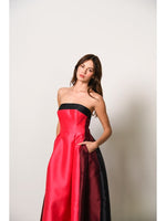 Load image into Gallery viewer, Monet High Low Gown in Hot Coral Colorblock
