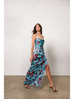 Load image into Gallery viewer, Luxe Ruched Bodice Slim Gown in Watercolor Floral
