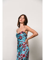 Load image into Gallery viewer, Luxe Ruched Bodice Slim Gown in Watercolor Floral
