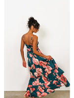 Load image into Gallery viewer, Guthrie Tie Back Maxi Dress in Emerald Vining Painted Floral
