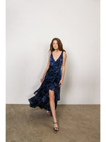 Load image into Gallery viewer, Bax Maxi Wrap Dress in Navy Eden Burnout Floral
