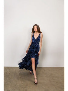Bax Maxi Wrap Dress in Navy Eden Burnout Floral
