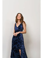 Load image into Gallery viewer, Bax Maxi Wrap Dress in Navy Eden Burnout Floral
