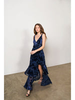 Load image into Gallery viewer, Bax Maxi Wrap Dress in Navy Eden Burnout Floral
