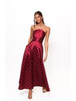Load image into Gallery viewer, Victoria Dress in Pomegranate Spaced Polka Dot
