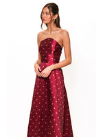 Load image into Gallery viewer, Victoria Dress in Pomegranate Spaced Polka Dot
