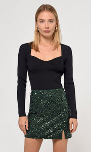 Glacie Long Sleeve Rib Knit Top in Black