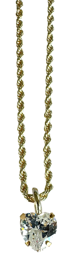 Load image into Gallery viewer, Rope Chain Heart Charm Necklace in Clear
