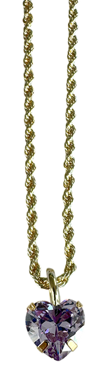 Load image into Gallery viewer, Rope Chain Heart Charm Necklace in Lavender
