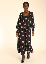 Load image into Gallery viewer, Heart Maxi Dress in Black Multi
