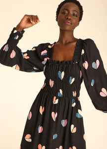 Heart Maxi Dress in Black Multi