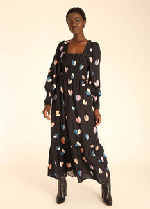 Heart Maxi Dress in Black Multi