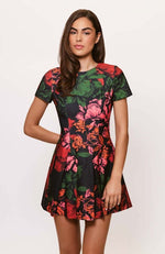 Load image into Gallery viewer, Emmanuela Dress in Black Multi Sketch Floral
