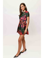 Load image into Gallery viewer, Emmanuela Dress in Black Multi Sketch Floral
