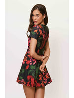 Load image into Gallery viewer, Emmanuela Dress in Black Multi Sketch Floral
