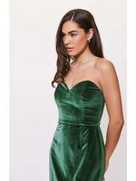 Load image into Gallery viewer, Laken Strapless Midi Dress in Emerald
