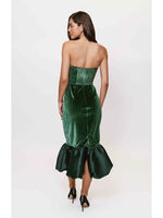 Load image into Gallery viewer, Laken Strapless Midi Dress in Emerald
