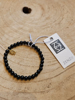 Load image into Gallery viewer, Small Glass Bead Stretch Bracelet in Black
