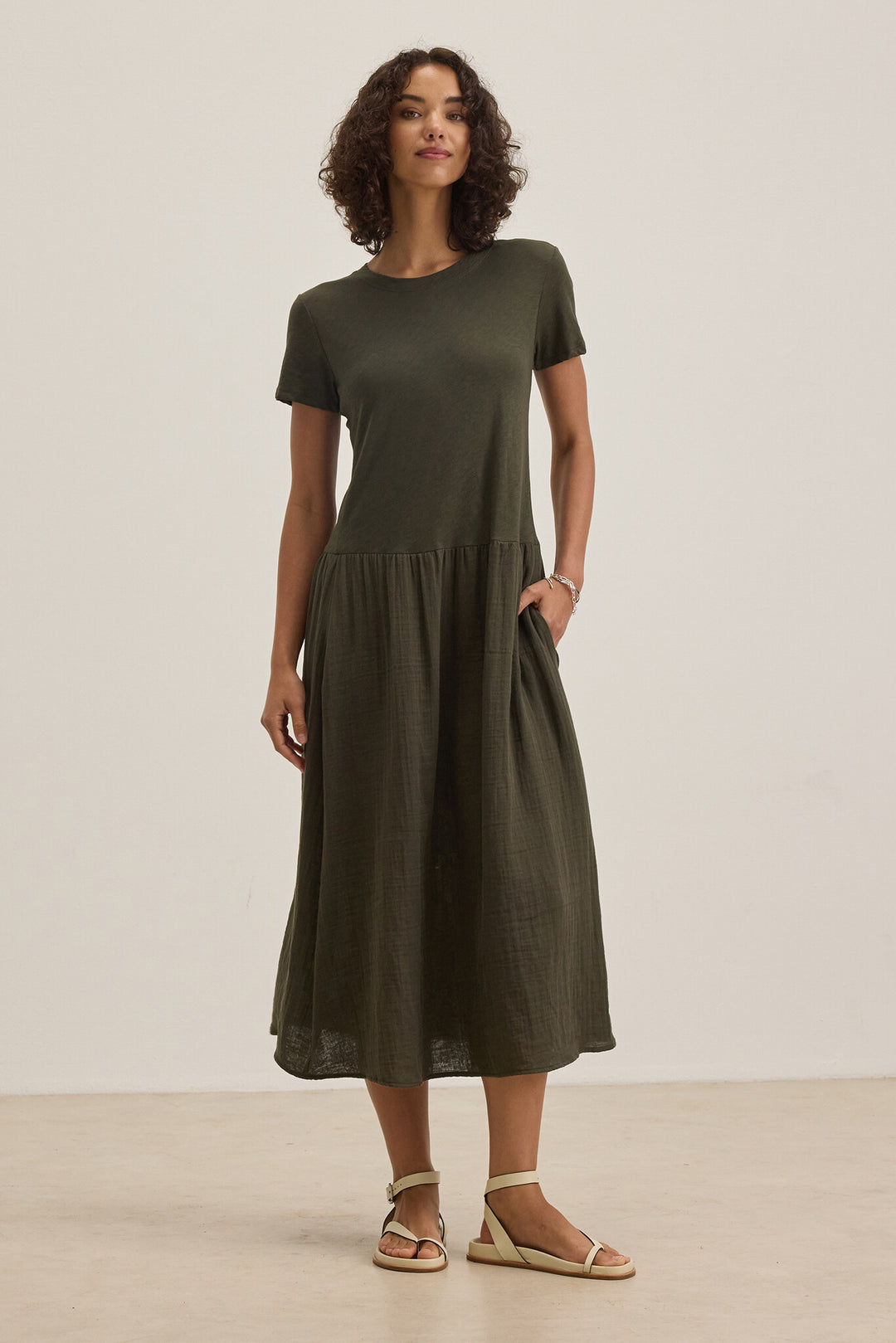 Itza Drop Waist Dress in Hedge