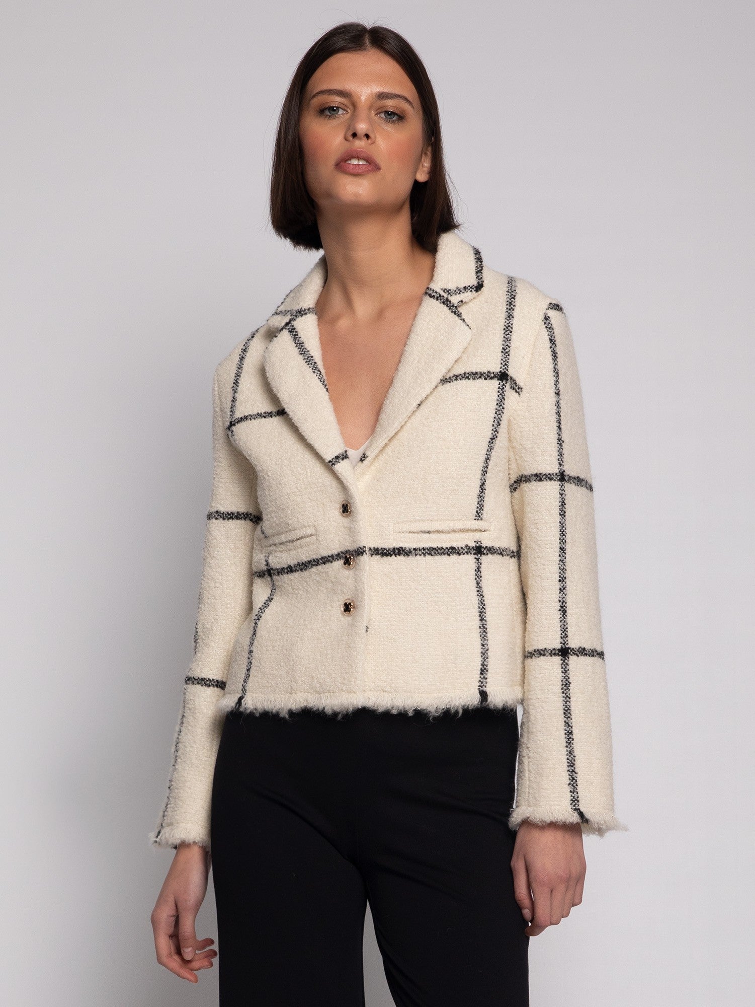 Elvira Jacket in White & Black Check