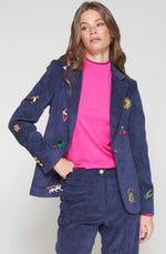 Load image into Gallery viewer, Gadea Corduroy Embroidery Blazer in Pana Navy
