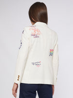 Load image into Gallery viewer, Harlow Jacket in White Knit with Embroidery
