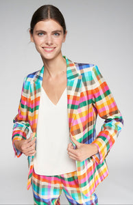 Heather Blazer in Vichy Multicolor Lino