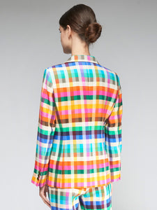 Heather Blazer in Vichy Multicolor Lino