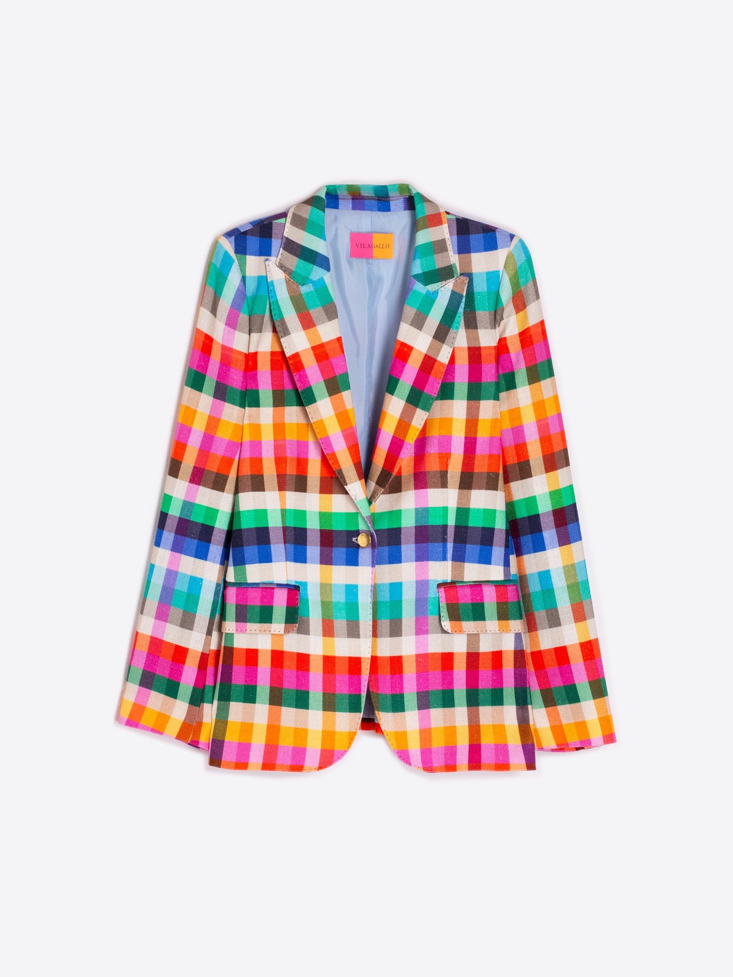 Heather Blazer in Vichy Multicolor Lino