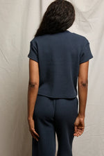 Load image into Gallery viewer, Jada Waffle V-Neck Tee in Navy
