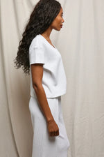Load image into Gallery viewer, Jada Waffle V-Neck Tee in White
