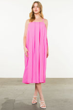 Load image into Gallery viewer, Poplin Maxi Dress in Hot Pink
