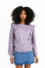 Load image into Gallery viewer, Ruffle Shoulder Jumper in Lavender Sparkle
