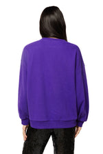 Load image into Gallery viewer, Flower Cat Sweatshirt in Purple and Black Sequin
