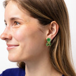 Load image into Gallery viewer, Kimberly Enamel Earrings in Leaf Green
