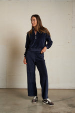 Load image into Gallery viewer, Alex Velour Pull On Sweatpants in Navy
