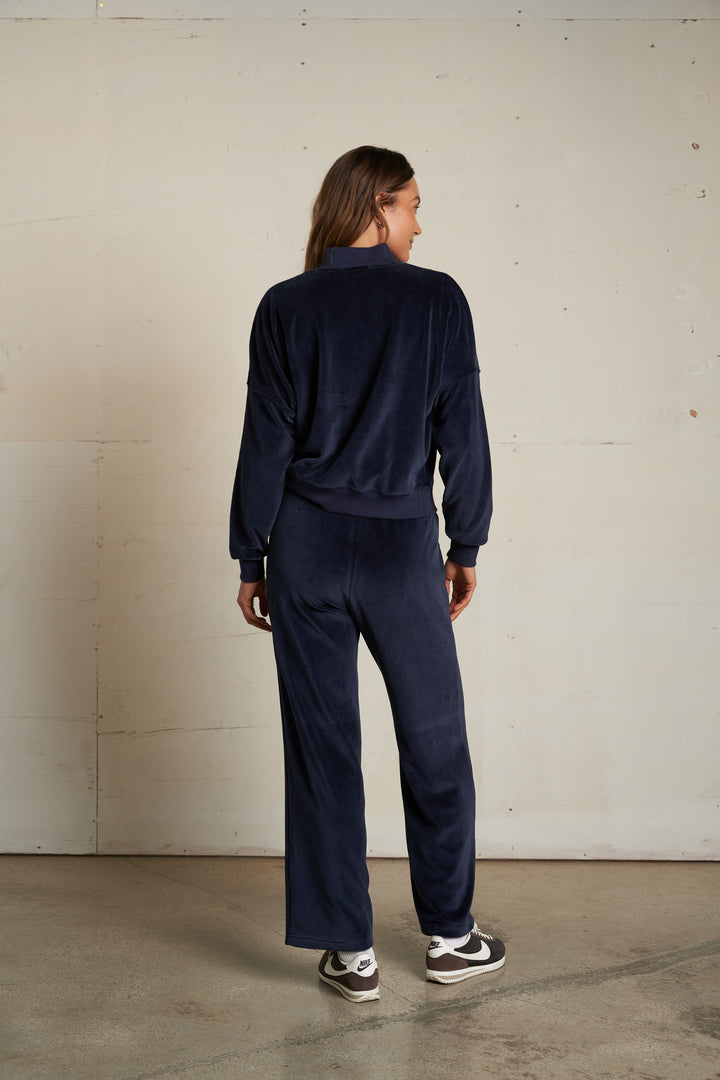 Alex Velour Pull On Sweatpants in Navy