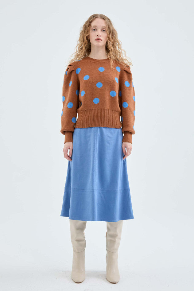 Polka Dot Sweater in Brown