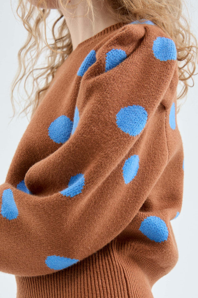 Polka Dot Sweater in Brown