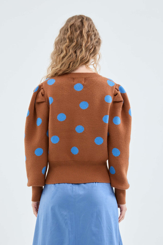 Polka Dot Sweater in Brown